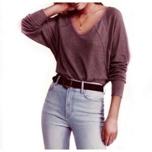 NWT FREE PEOPLE Santa Clara Thermal Top | Mulberry -Size XS
